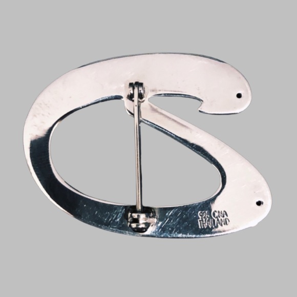 VTG 70’s - Solid 925 Sterling Silver Monogram Brooch Pin - Picture 4 of 4